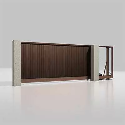 Автоматические откатные ворота ALUTECH Prestige 4000×2000 сэндвич-панель S-гофр шоколад